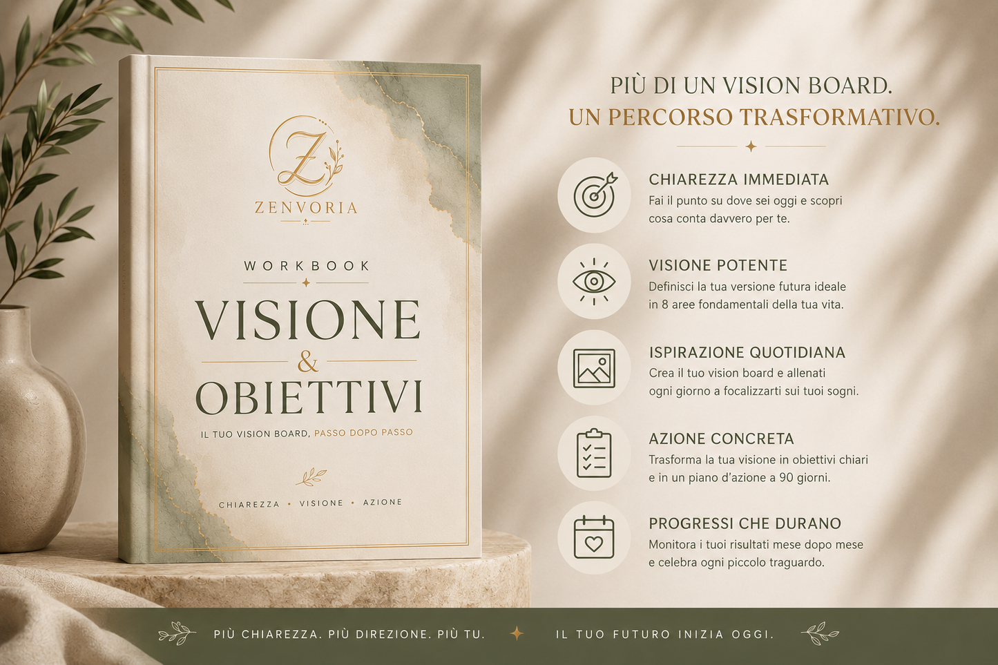 Workbook Visione & Obiettivi – Vision Board Guidata con Piano d'Azione (PDF Digitale)