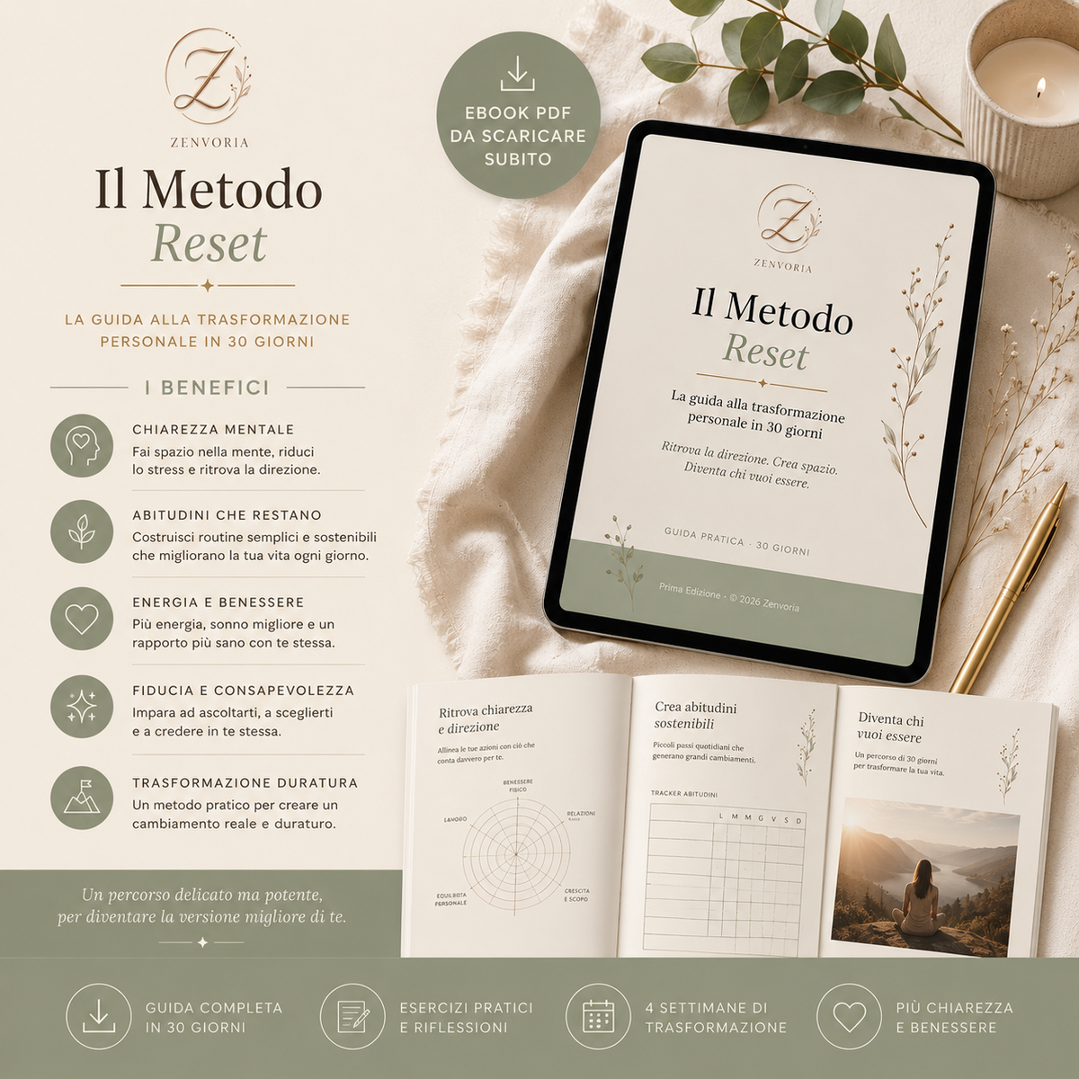 Il Metodo Reset Zenvoria, anteprima ebook con benefici: chiarezza mentale, abitudini sane e trasformazione in 30 giorni
