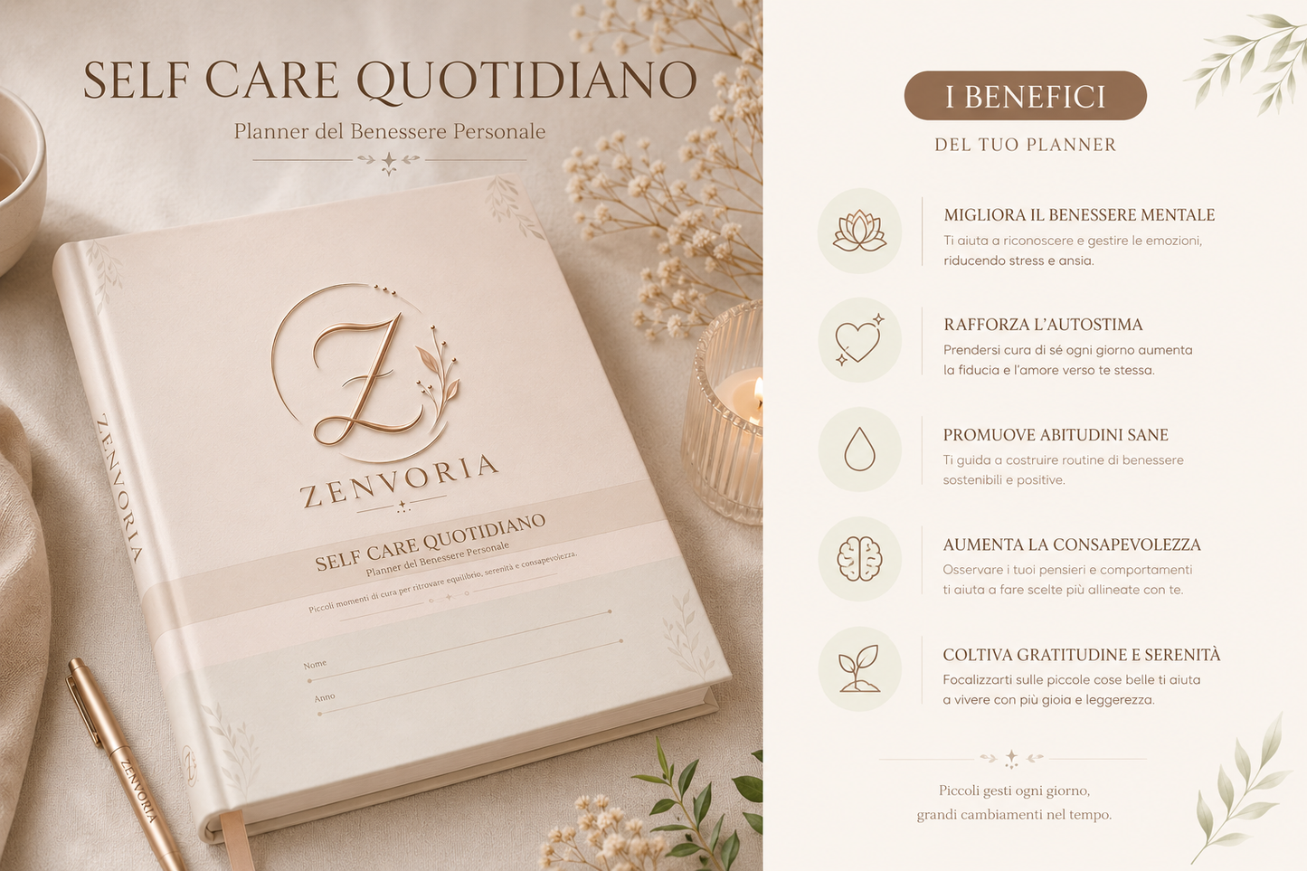 Self Care Quotidiano – Planner del Benessere Personale (30 Giorni)