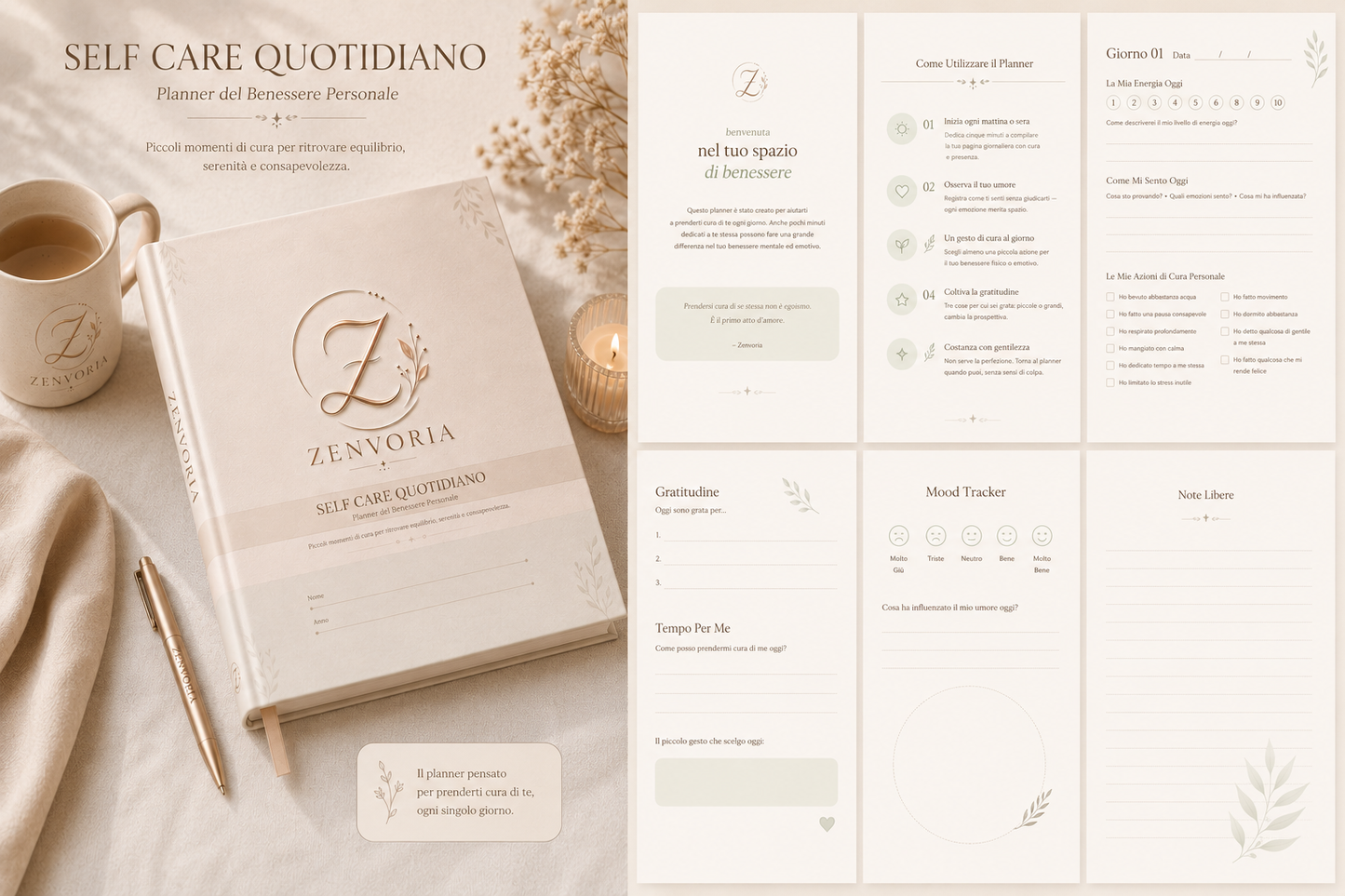 Self Care Quotidiano – Planner del Benessere Personale (30 Giorni)