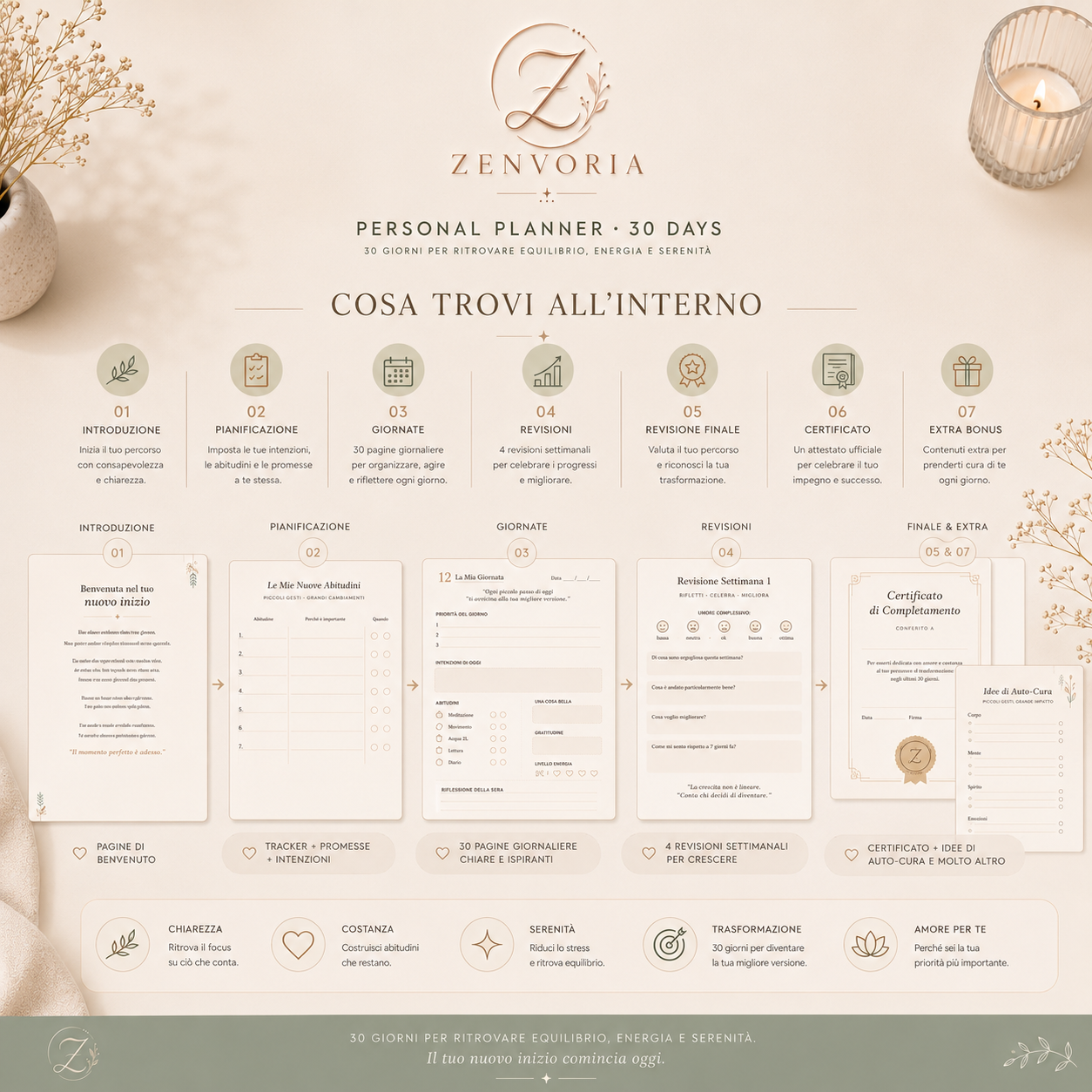 Reset della Mia Vita – Planner Digitale PDF | 30 Giorni per Ritrovare Equilibrio, Energia e Serenità
