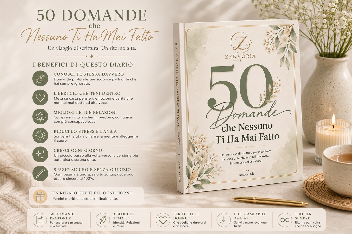 50 Domande che Nessuno Ti Ha Mai Fatto | Diario di Scrittura e Riflessione