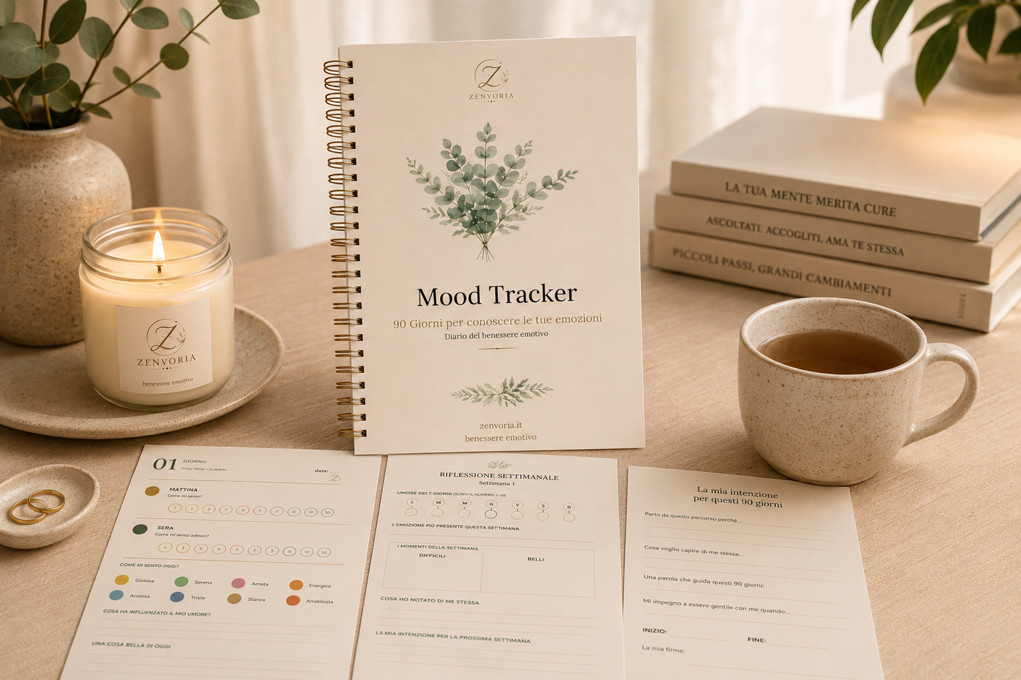 Mood Tracker 90 Giorni | Diario del Benessere Emotivo PDF A4 + A5