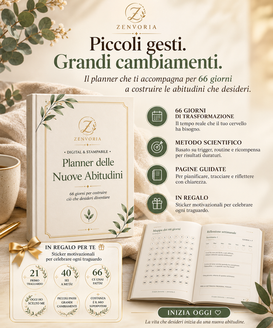 Planner delle Nuove Abitudini – 66 Giorni per Cambiare la Tua Vita | 2 in 1 + Sticker Motivazionali in Regalo