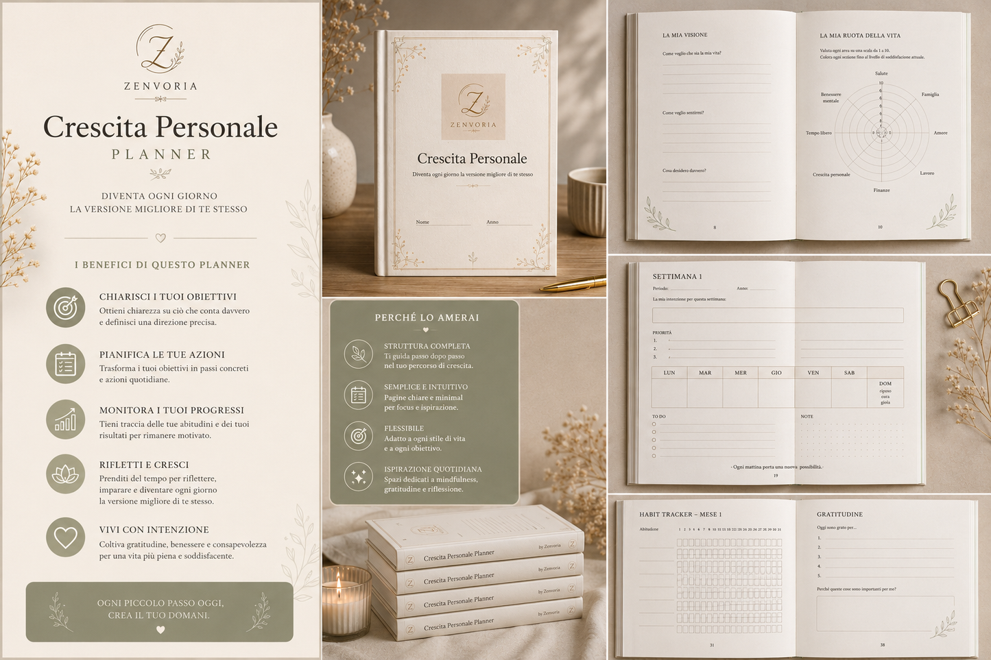 Planner Crescita Personale | PDF Digitale A4 + A5